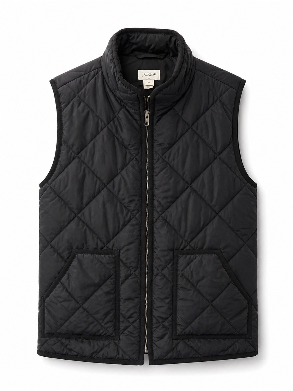 J. Crew Black Quilted Men's Vest with Zip